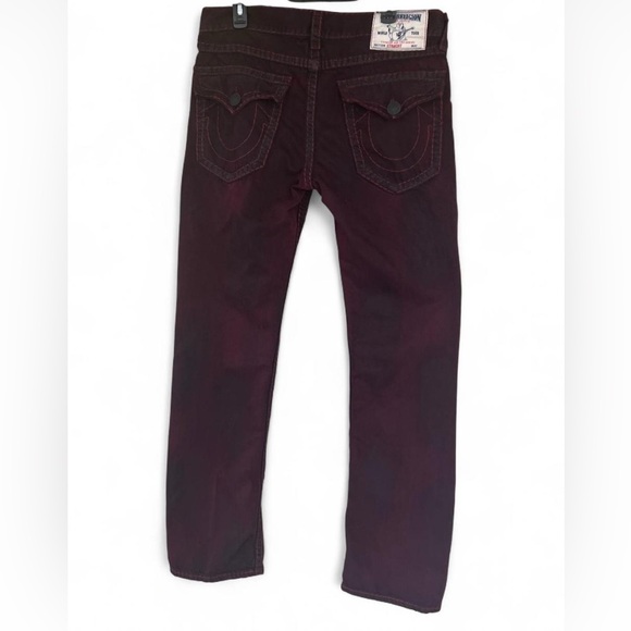 True Religion Ricky Straight Mens Jeans Burgundy Sz 34 Heavy 90s Skateboard